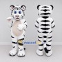 Custom White Black and Cream White Tiger Mascot Costume Adult Full Body Suit for Wildlife Events