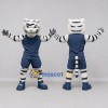 Custom White Black and Navy Blue Tiger in Sportswear Mascot Costume Adult Full Body Suit for Sports Events Custom White Black and Navy Blue Tiger in Sportswear Mascot Costume Adult Full Body Suit for Sports Events