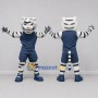 Custom White Black and Navy Blue Tiger in Sportswear Mascot Costume Adult Full Body Suit for Sports Events
