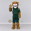 Custom Brown and Green Big Cat in Sportswear Mascot Costume Adult Full Body Suit for Sports Events Custom Brown and Green Big Cat in Sportswear Mascot Costume Adult Full Body Suit for Sports Events