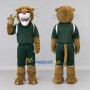 Custom Brown and Green Big Cat in Sportswear Mascot Costume Adult Full Body Suit for Sports Events