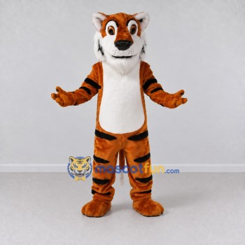Custom Brown Black and White Tiger Mascot Costume Adult Full Body Suit for Wildlife Events