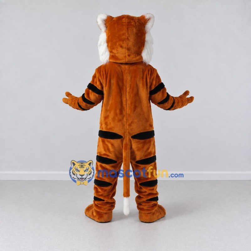 Custom Brown Black and White Tiger Mascot Costume Adult Full Body Suit for Wildlife Events Custom Brown Black and White Tiger Mascot Costume Adult Full Body Suit for Wildlife Events
