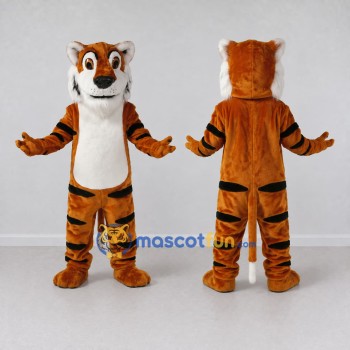 Custom Brown Black and White Tiger Mascot Costume Adult Full Body Suit for Wildlife Events