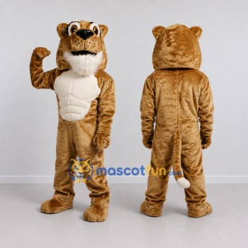 Custom Brown and White Muscular Animal Character Mascot Costume Adult Full Body Suit for Sports Events