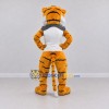 Custom Yellow Black and White Tiger in T-Shirt Mascot Costume Adult Full Body Suit for Sports Events Custom Yellow Black and White Tiger in T-Shirt Mascot Costume Adult Full Body Suit for Sports Events