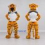 Custom Yellow Black and White Tiger in T-Shirt Mascot Costume Adult Full Body Suit for Sports Events