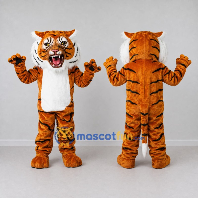 Custom Orange Black and White Roaring Tiger Mascot Costume Adult Full Body Suit for Wildlife Events Custom Orange Black and White Roaring Tiger Mascot Costume Adult Full Body Suit for Wildlife Events