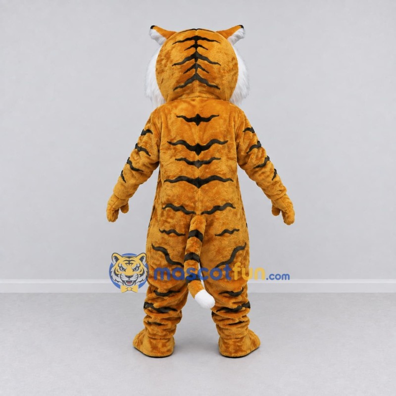 Custom Golden Brown Black and White Tiger Mascot Costume Adult Full Body Suit for Wildlife Events Custom Golden Brown Black and White Tiger Mascot Costume Adult Full Body Suit for Wildlife Events