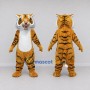Custom Golden Brown Black and White Tiger Mascot Costume Adult Full Body Suit for Wildlife Events