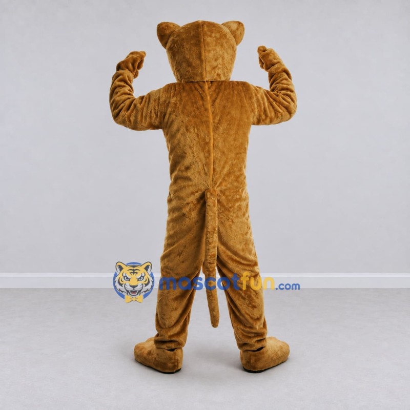 Custom Brown and Cream Muscular Big Cat Mascot Costume Adult Full Body Suit for Sports Events Custom Brown and Cream Muscular Big Cat Mascot Costume Adult Full Body Suit for Sports Events
