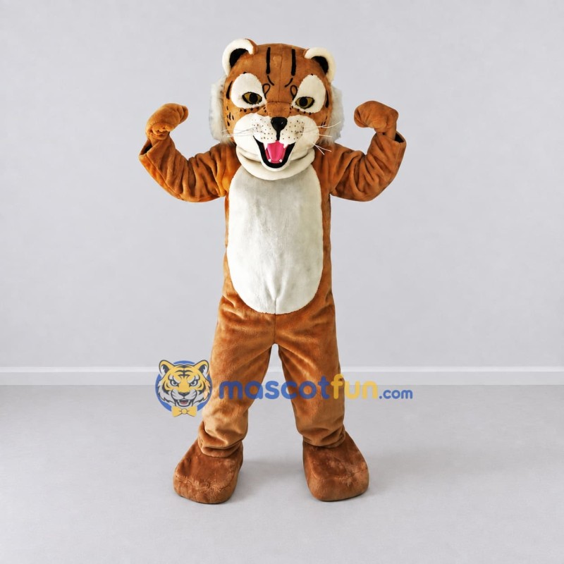 Custom Brown and White Big Cat Mascot Costume Adult Full Body Suit for Wildlife Events Custom Brown and White Big Cat Mascot Costume Adult Full Body Suit for Wildlife Events