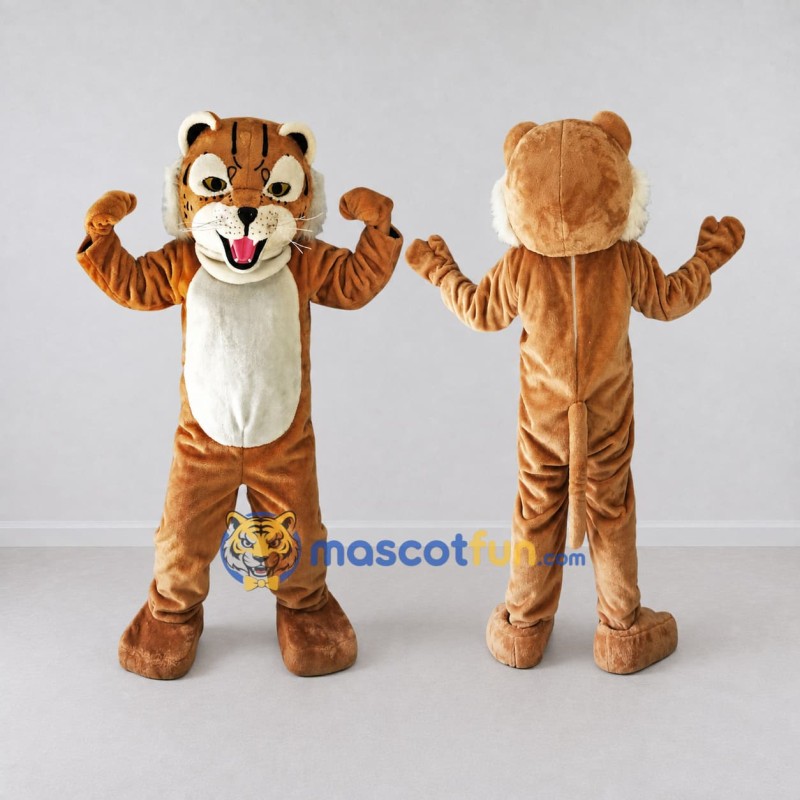 Custom Brown and White Big Cat Mascot Costume Adult Full Body Suit for Wildlife Events Custom Brown and White Big Cat Mascot Costume Adult Full Body Suit for Wildlife Events