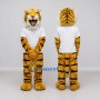 Custom Yellow Black and White Tiger in T-Shirt Mascot Costume Adult Full Body Suit for Sports Events