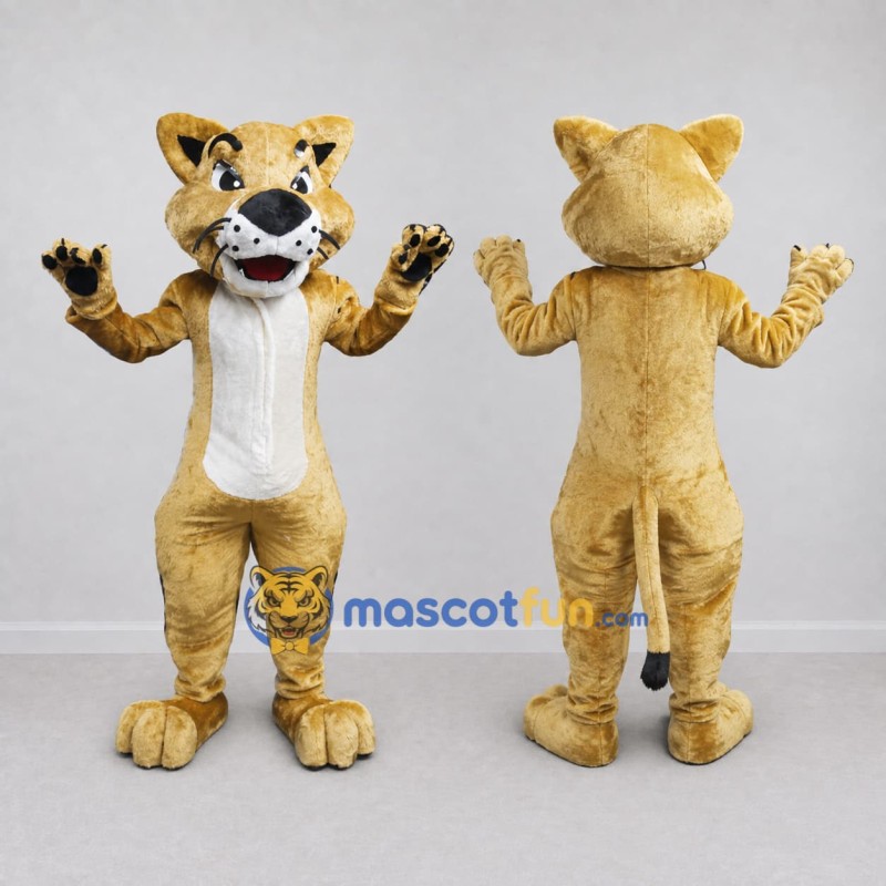 Custom Tan and White Big Cat Mascot Costume Adult Full Body Suit for Wildlife Events Custom Tan and White Big Cat Mascot Costume Adult Full Body Suit for Wildlife Events