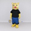 Custom Yellow Black and Blue Cat in T-Shirt Mascot Costume Adult Full Body Suit for School Events Custom Yellow Black and Blue Cat in T-Shirt Mascot Costume Adult Full Body Suit for School Events