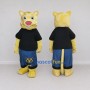 Custom Yellow Black and Blue Cat in T-Shirt Mascot Costume Adult Full Body Suit for School Events