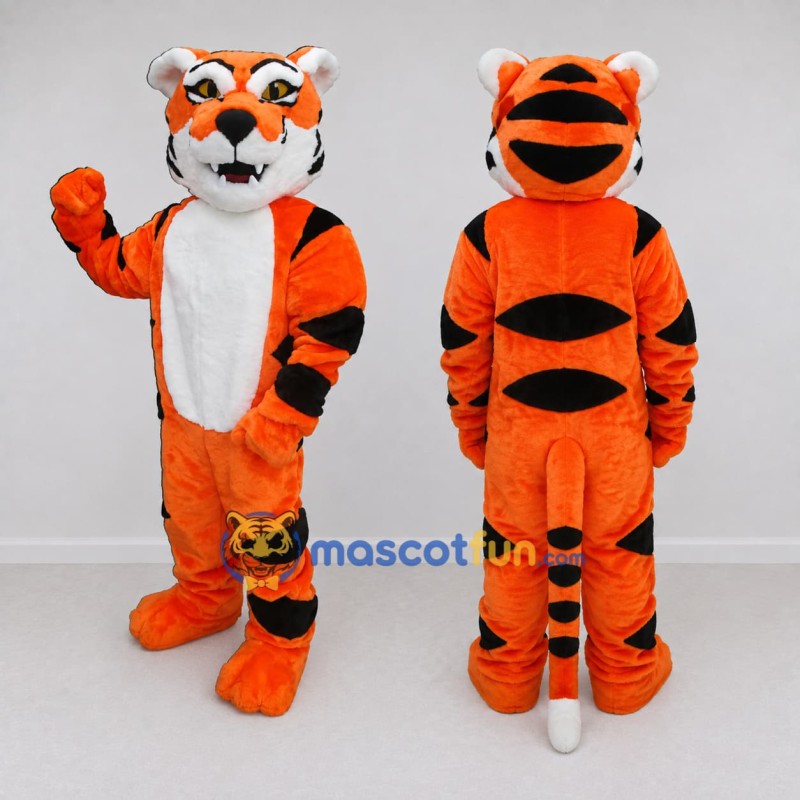Custom Orange Black and White Tiger Mascot Costume Adult Full Body Suit for Wildlife Events Custom Orange Black and White Tiger Mascot Costume Adult Full Body Suit for Wildlife Events