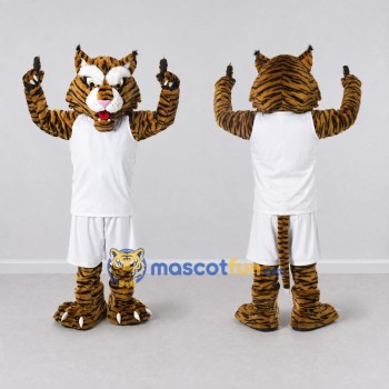 Custom Brown Black and White Tiger in Sportswear Mascot Costume Adult Full Body Suit for Sports Events