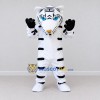 Custom White and Black White Tiger Mascot Costume Adult Full Body Suit for Wildlife Events Custom White and Black White Tiger Mascot Costume Adult Full Body Suit for Wildlife Events
