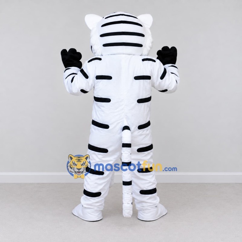 Custom White and Black White Tiger Mascot Costume Adult Full Body Suit for Wildlife Events Custom White and Black White Tiger Mascot Costume Adult Full Body Suit for Wildlife Events