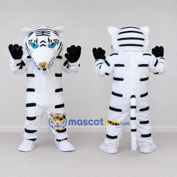 Custom White and Black White Tiger Mascot Costume Adult Full Body Suit for Wildlife Events