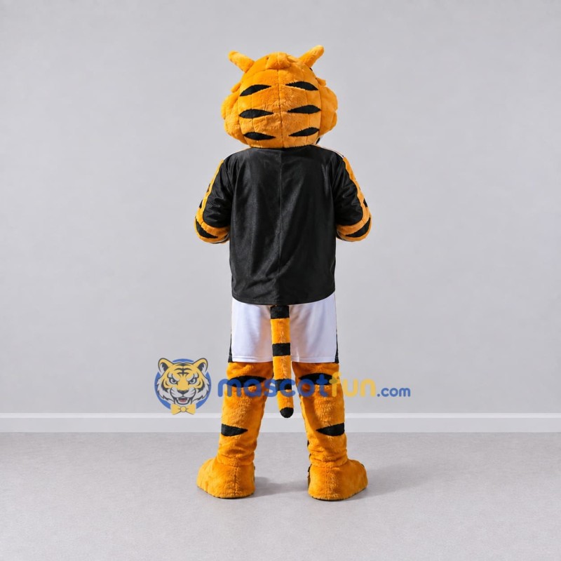 Custom Yellow Black and White Tiger in Sportswear Mascot Costume Adult Full Body Suit for Sports Events Custom Yellow Black and White Tiger in Sportswear Mascot Costume Adult Full Body Suit for Sports Events