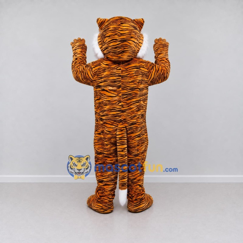 Custom Brown Black and White Tiger Mascot Costume Adult Full Body Suit for Wildlife Events