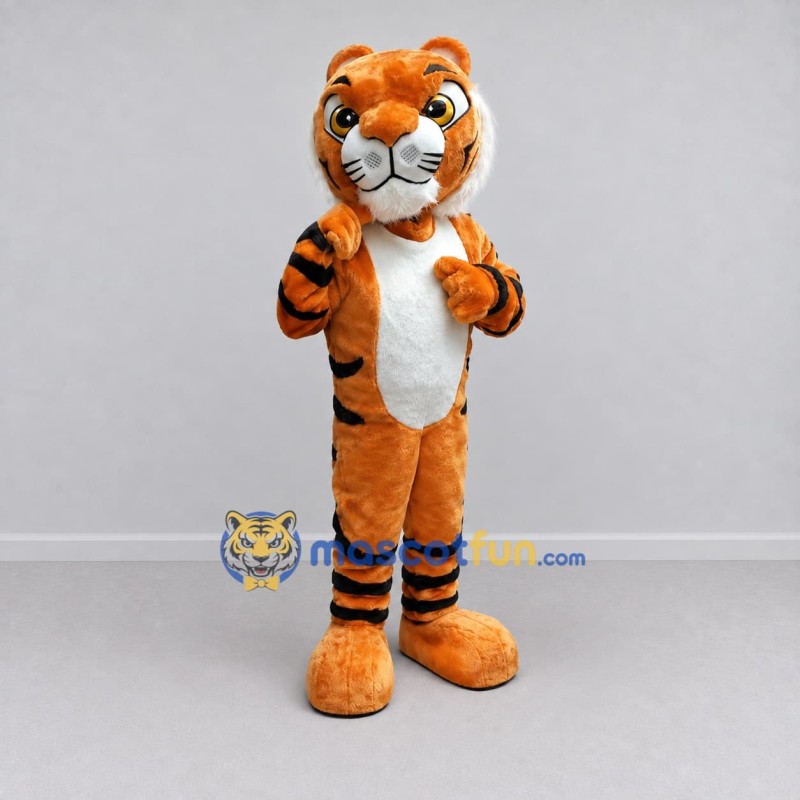Custom Orange Black and White Tiger Mascot Costume Adult Full Body Suit for Wildlife Events Custom Orange Black and White Tiger Mascot Costume Adult Full Body Suit for Wildlife Events
