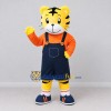 Custom Yellow Orange and Navy Blue Tiger in Overalls Mascot Costume Adult Full Body Suit for School Events Custom Yellow Orange and Navy Blue Tiger in Overalls Mascot Costume Adult Full Body Suit for School Events