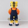 Custom Yellow Orange and Navy Blue Tiger in Overalls Mascot Costume Adult Full Body Suit for School Events Custom Yellow Orange and Navy Blue Tiger in Overalls Mascot Costume Adult Full Body Suit for School Events