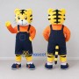 Custom Yellow Orange and Navy Blue Tiger in Overalls Mascot Costume Adult Full Body Suit for School Events