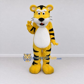 Custom Yellow Black and White Tiger Mascot Costume Adult Full Body Suit for Wildlife Events Custom Yellow Black and White Tiger Mascot Costume Adult Full Body Suit for Wildlife Events