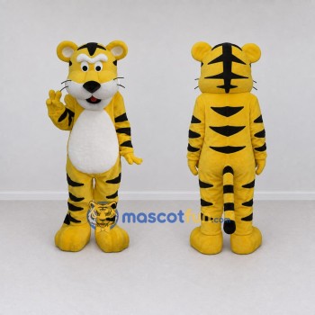 Custom Yellow Black and White Tiger Mascot Costume Adult Full Body Suit for Wildlife Events