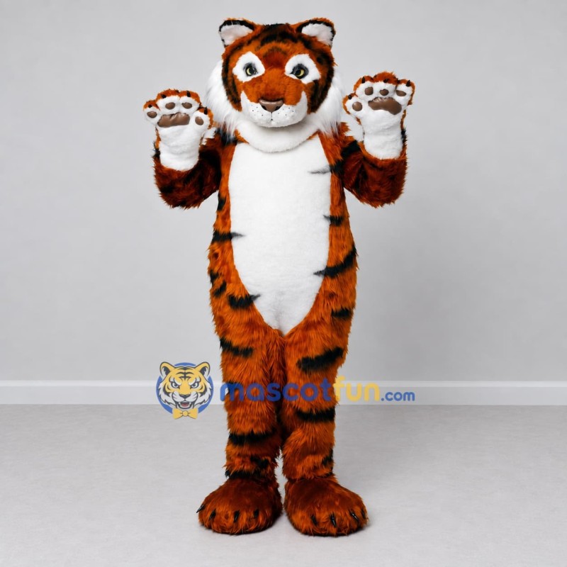 Custom Orange Black and White Tiger Mascot Costume Adult Full Body Suit for Wildlife Events Custom Orange Black and White Tiger Mascot Costume Adult Full Body Suit for Wildlife Events