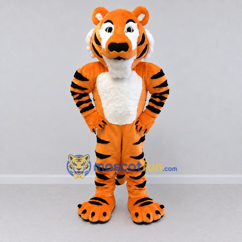 Custom Orange Black and White Tiger Mascot Costume Adult Full Body Suit for Wildlife Events Custom Orange Black and White Tiger Mascot Costume Adult Full Body Suit for Wildlife Events