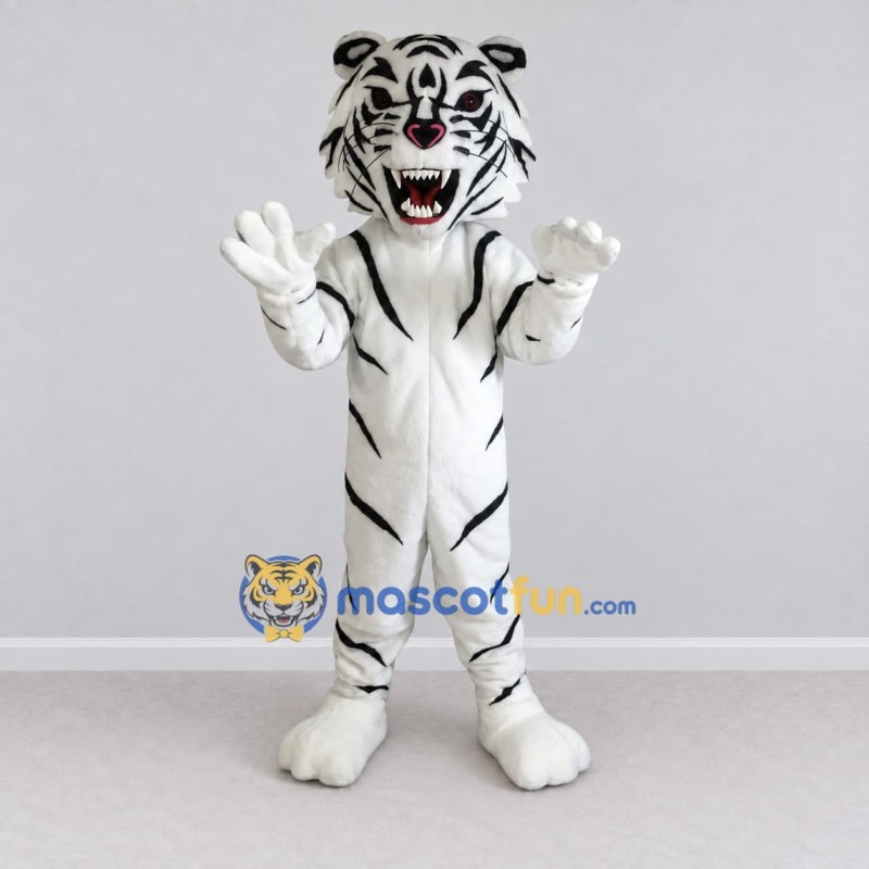 Custom White and Black White Tiger Mascot Costume Adult Full Body Suit for Wildlife Events