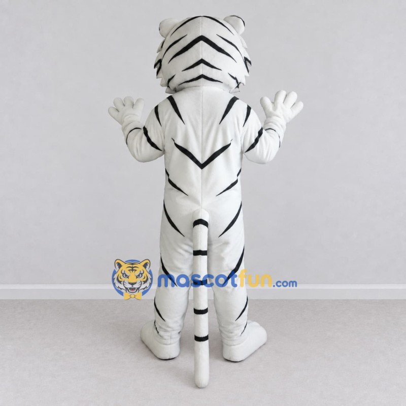 Custom White and Black White Tiger Mascot Costume Adult Full Body Suit for Wildlife Events