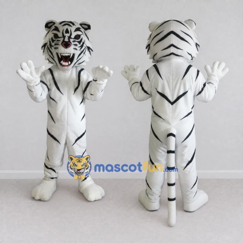 Custom White and Black White Tiger Mascot Costume Adult Full Body Suit for Wildlife Events