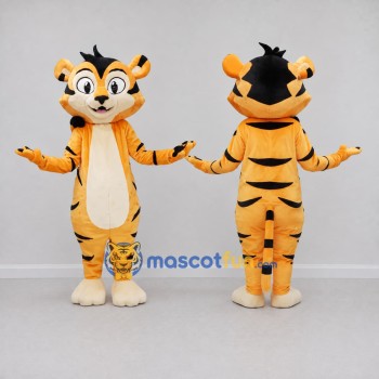 Custom Yellow Black and Cream Tiger Mascot Costume Adult Full Body Suit for Children's Parties