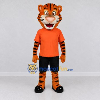 Custom Orange and Black Tiger in Sportswear Mascot Costume Adult Full Body Suit for Sports Events