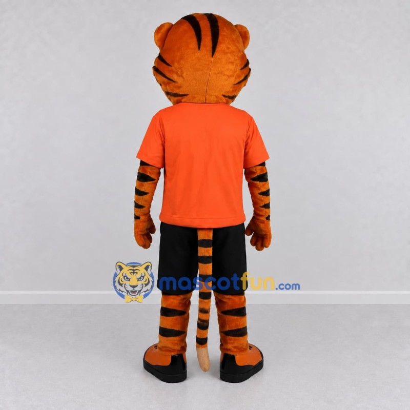 Custom Orange and Black Tiger in Sportswear Mascot Costume Adult Full Body Suit for Sports Events