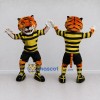 Custom Orange Yellow and Black Tiger in Striped Jersey Mascot Costume Adult Full Body Suit for Sports Events Custom Orange Yellow and Black Tiger in Striped Jersey Mascot Costume Adult Full Body Suit for Sports Events