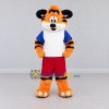 Custom Orange White and Red Tiger in Sportswear Mascot Costume Adult Full Body Suit for Sports Events Custom Orange White and Red Tiger in Sportswear Mascot Costume Adult Full Body Suit for Sports Events
