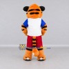 Custom Orange White and Red Tiger in Sportswear Mascot Costume Adult Full Body Suit for Sports Events Custom Orange White and Red Tiger in Sportswear Mascot Costume Adult Full Body Suit for Sports Events