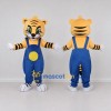 Custom Yellow Black and Blue Tiger in Overalls Mascot Costume Adult Full Body Suit for School Events Custom Yellow Black and Blue Tiger in Overalls Mascot Costume Adult Full Body Suit for School Events