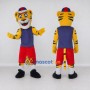 Custom Yellow Blue and Red Tiger in Sportswear Mascot Costume Adult Full Body Suit for Sports Events