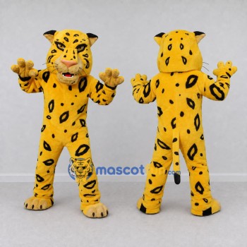 Custom Yellow and Black Leopard Mascot Costume Adult Full Body Suit for Wildlife Events
