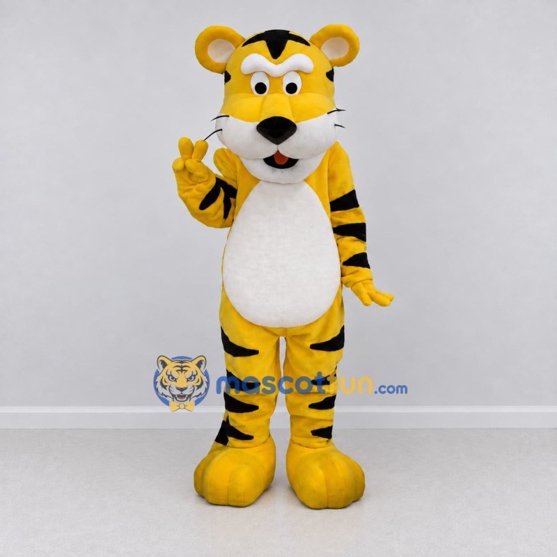 Custom Yellow Black and White Tiger Mascot Costume Adult Full Body Suit for Wildlife Events Custom Yellow Black and White Tiger Mascot Costume Adult Full Body Suit for Wildlife Events
