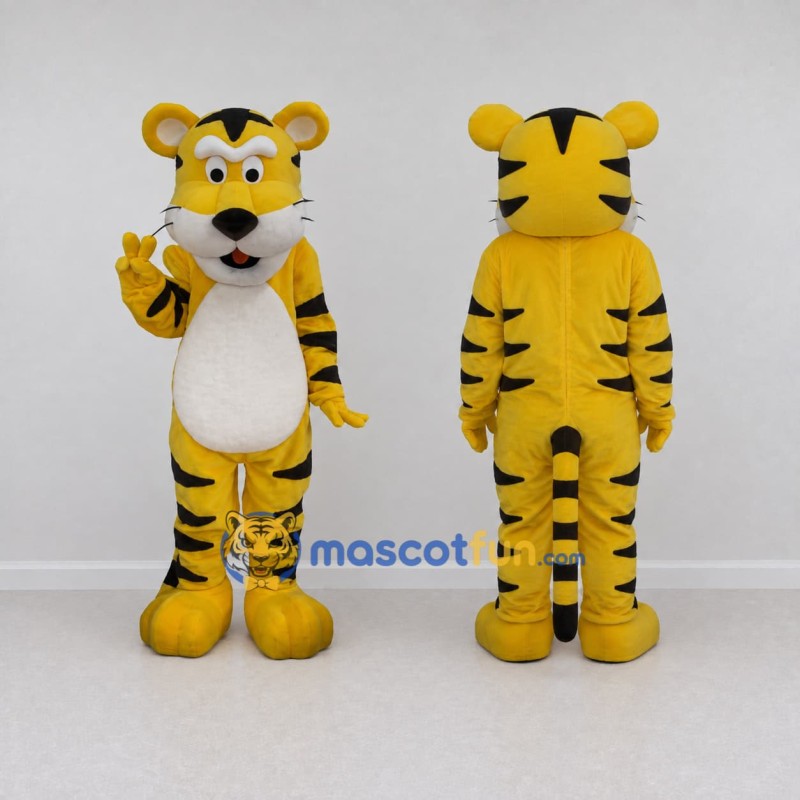 Custom Yellow Black and White Tiger Mascot Costume Adult Full Body Suit for Wildlife Events Custom Yellow Black and White Tiger Mascot Costume Adult Full Body Suit for Wildlife Events
